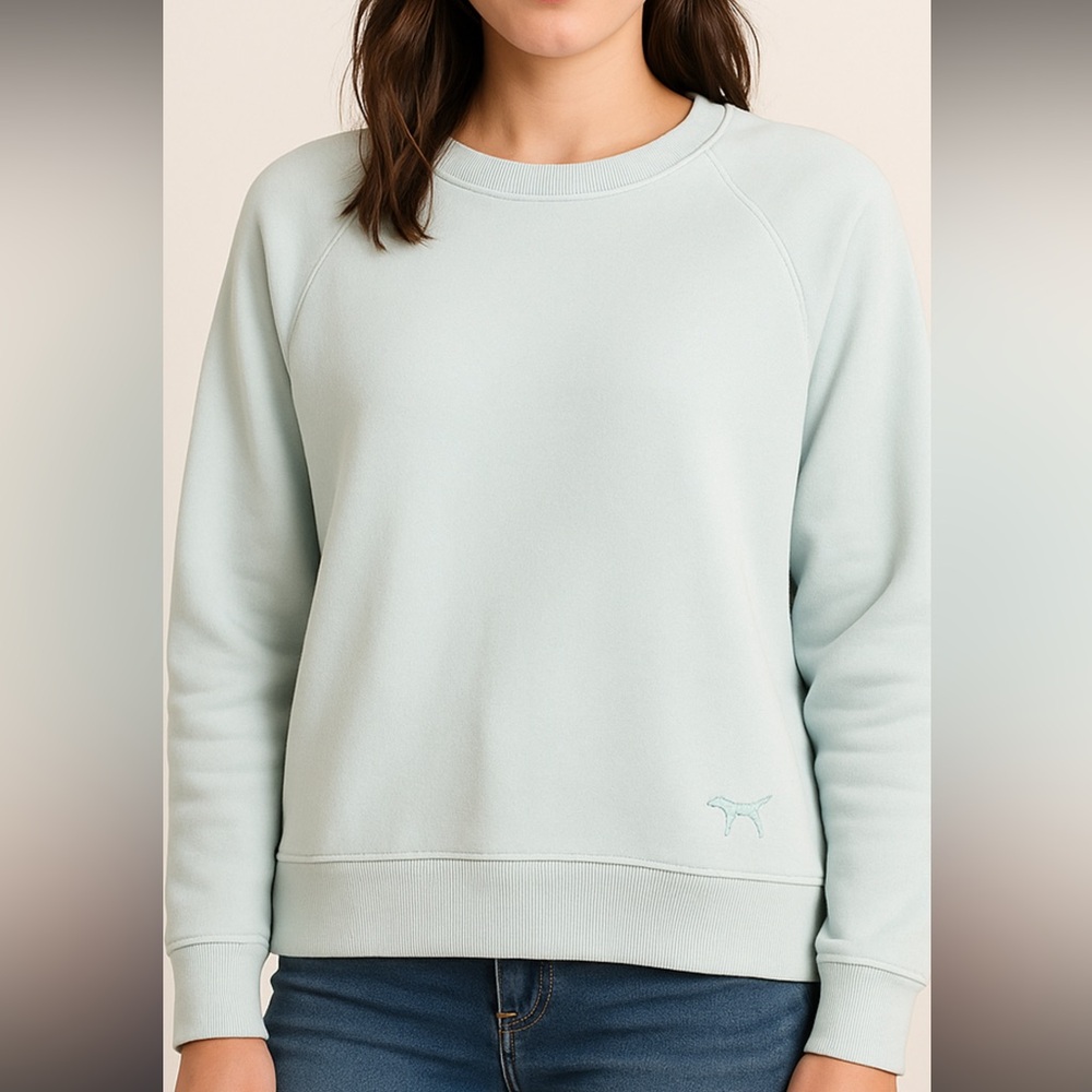 Victoria’s Secret PINK Crewneck Sweatshirt Women’s Size S Light Blue Dog Logo